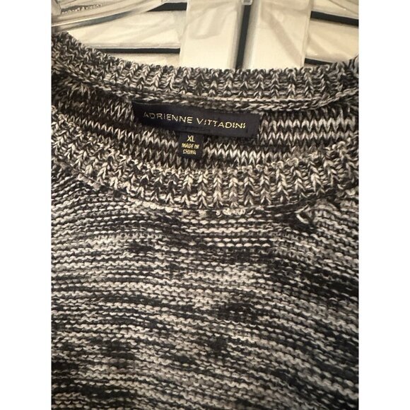 ADRIENNE VITTADINI Womens Long sleeve Black Gray Cable Knit Pullover Sweater XL - Picture 3 of 7
